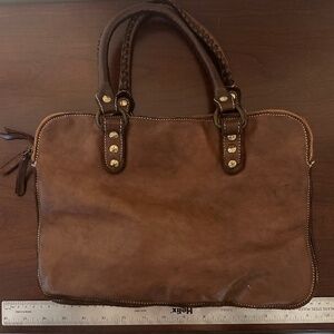 Costanza Rota Leather Triple‎ Zip Purse dark tan Bronze Handbag Crossbody